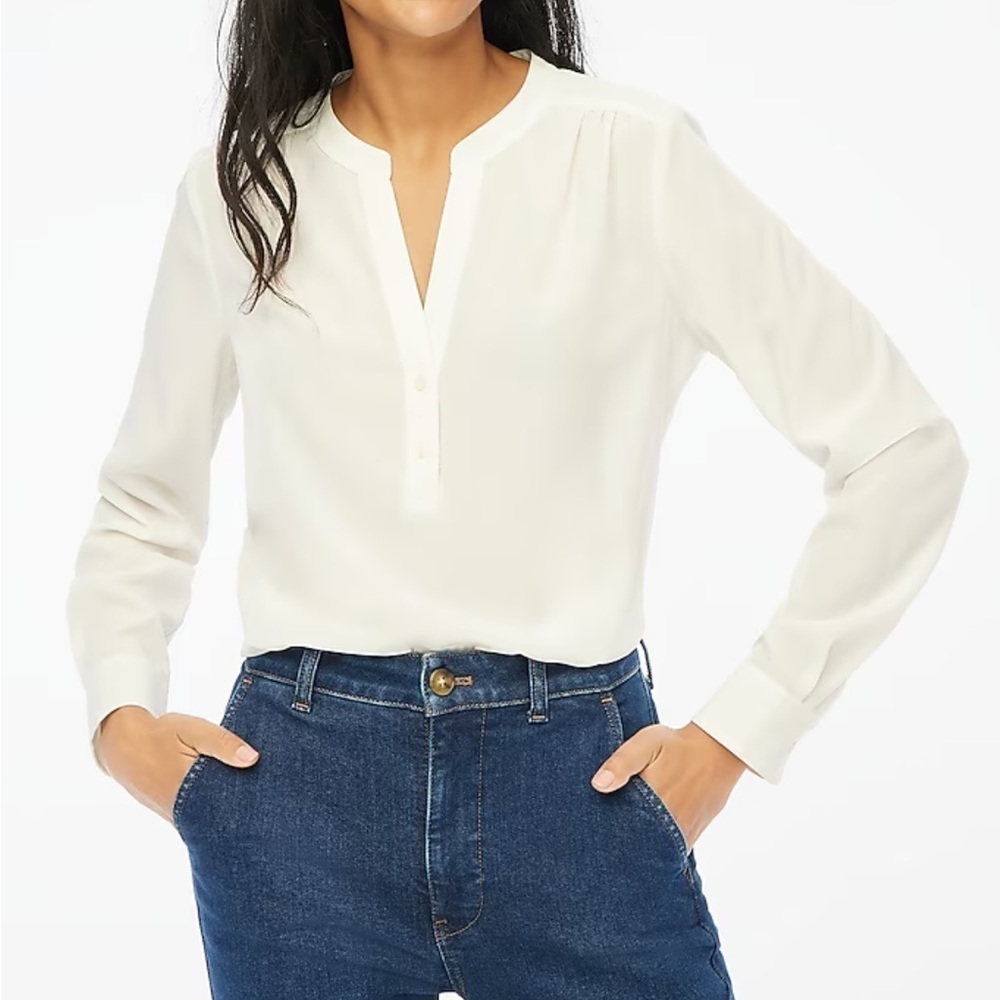 J crew marine salt Popover placket blouse